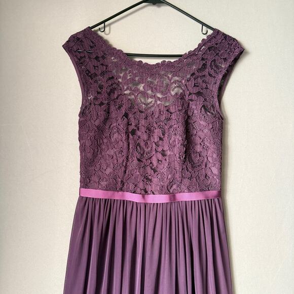 David's Bridal sz 4 Purple lace sheer maxi gown dress - Picture 2 of 10